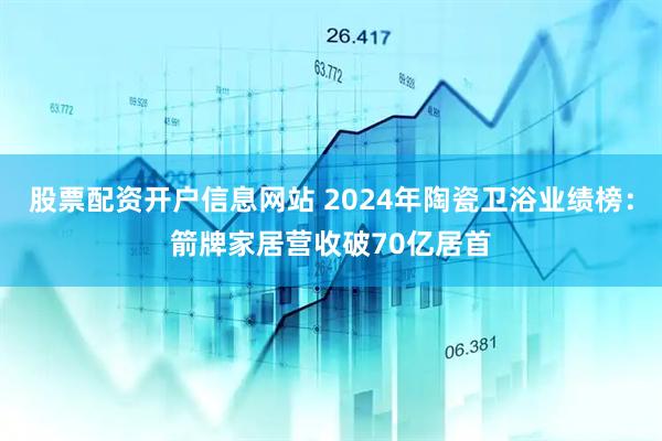 股票配资开户信息网站 2024年陶瓷卫浴业绩榜：箭牌家居营收破70亿居首