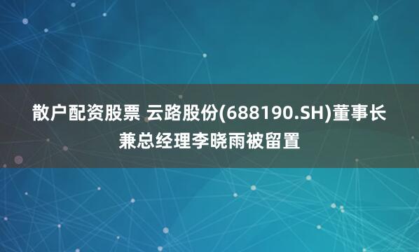 散户配资股票 云路股份(688190.SH)董事长兼总经理李晓雨被留置